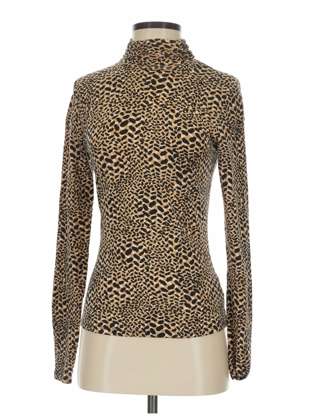 Who What Wear Leopard Print Mock Neck Top - Tan & Black